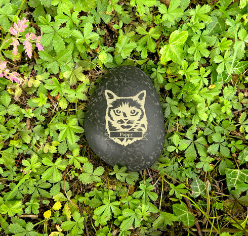 Engraved Cat Pebble